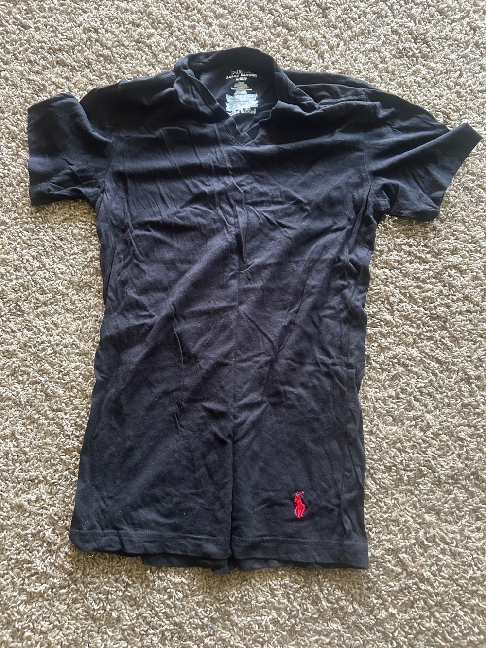 Ralph Lauren Black Polo with Red Pony Embroidery